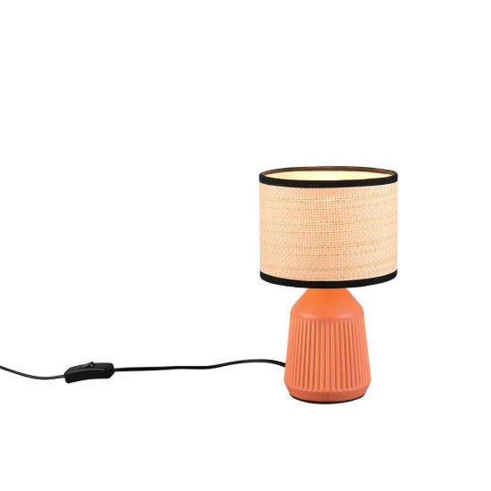 Abat-jour per comodino in ceramica terracotta con paralume in carta naturale