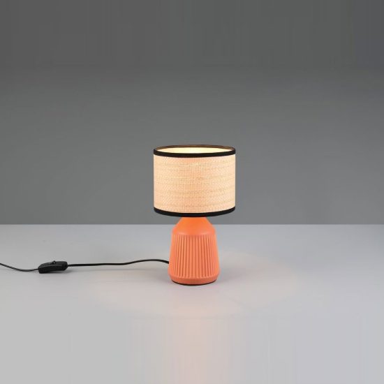 Abat-jour per comodino in ceramica terracotta con paralume in carta naturale