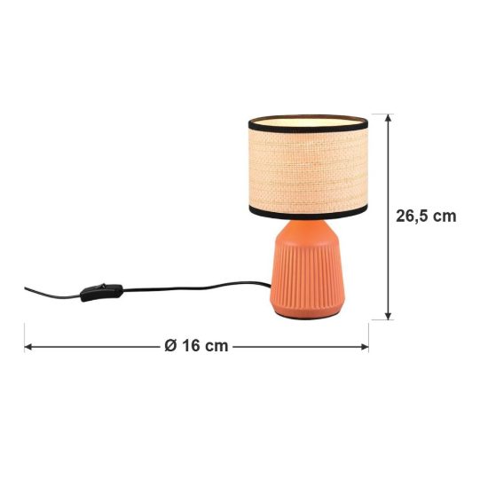 Abat-jour per comodino in ceramica terracotta con paralume in carta naturale