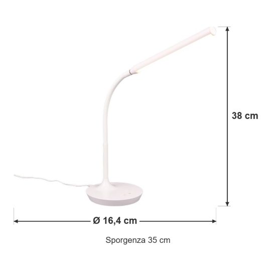 Lampada da scrivania led 5w 3000k 4000k 5000k touch per ufficio con collo flessibile bianca
