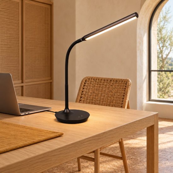 Lampada da scrivania led 5w 3000k 4000k 5000k touch per ufficio con collo flessibile nera