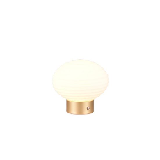 Abat-jour ricaricabile led 1,5w 3000k touch per comodino ottone satinato con vetro bianco