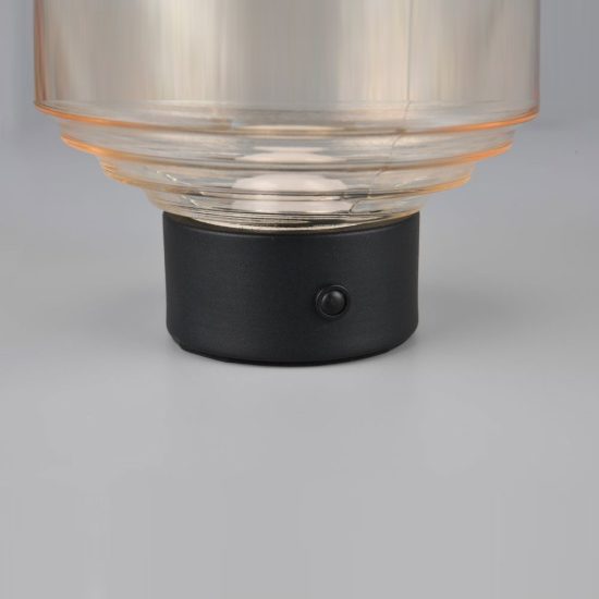 Abat-jour ricaricabile led 1,5w 3000k touch per comodino nero con vetro ambra