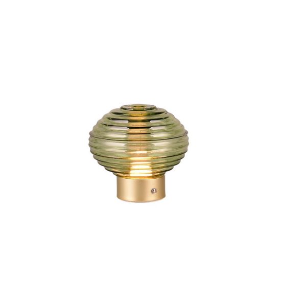 Abat-jour ricaricabile led 1,5w 3000k touch per comodino ottone satinato con vetro verde