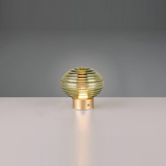Abat-jour ricaricabile led 1,5w 3000k touch per comodino ottone satinato con vetro verde
