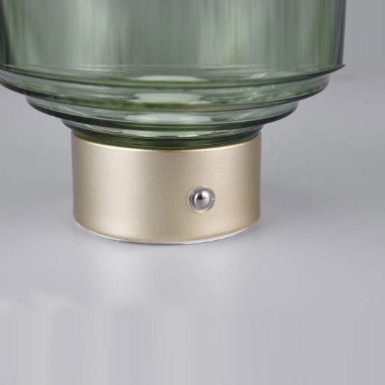 Abat-jour ricaricabile led 1,5w 3000k touch per comodino ottone satinato con vetro verde