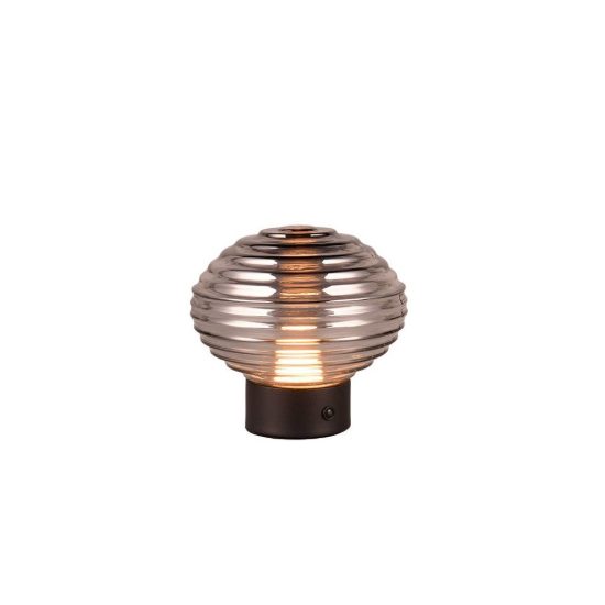 Abat-jour ricaricabile led 1,5w 3000k touch per comodino nero con vetro fume