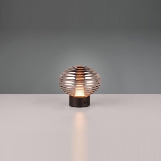 Abat-jour ricaricabile led 1,5w 3000k touch per comodino nero con vetro fume