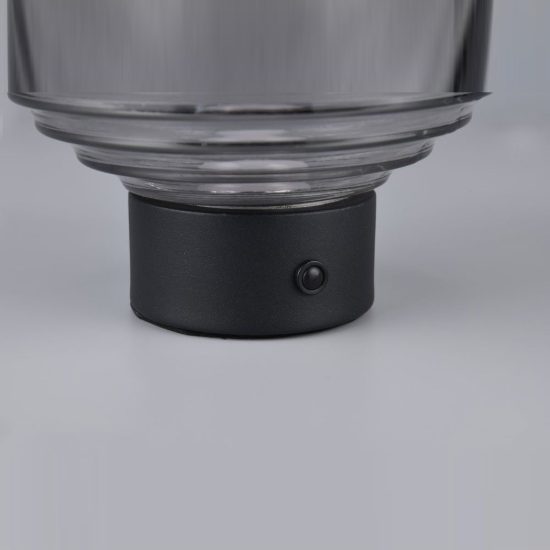 Abat-jour ricaricabile led 1,5w 3000k touch per comodino nero con vetro fume
