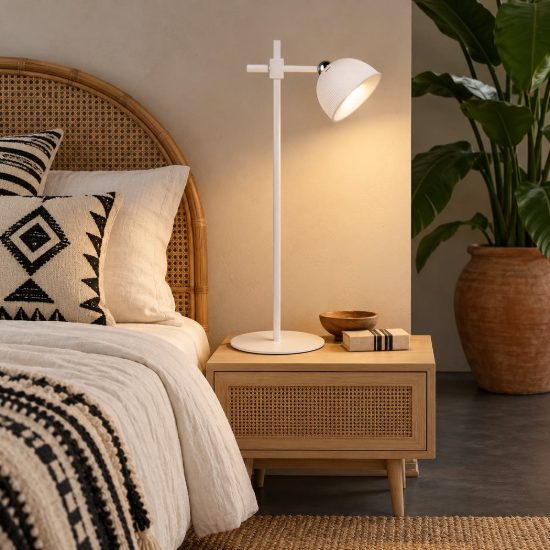 Lampada da tavolo per salotto ricaricabile led 3w 3000k touch con testa magnetica bianca