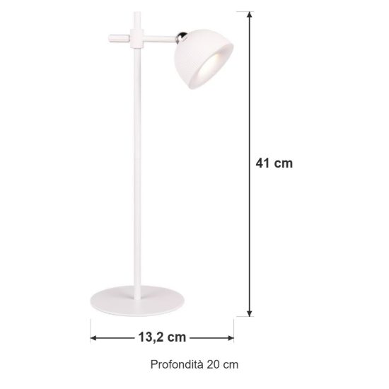 Lampada da tavolo per salotto ricaricabile led 3w 3000k touch con testa magnetica bianca