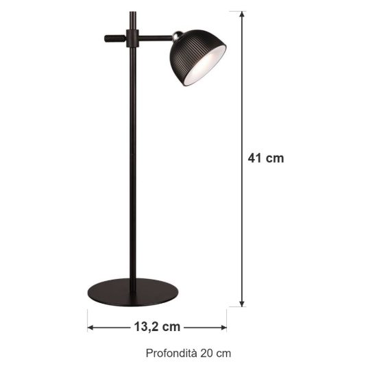 Lampada da tavolo per soggiorno ricaricabile led 3w 3000k touch con testa magnetica nera