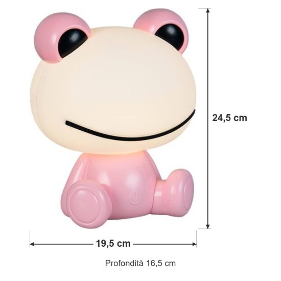 Lampada da tavolo led 0,3w 3000k rgb touch per cameretta a forma di rana rosa