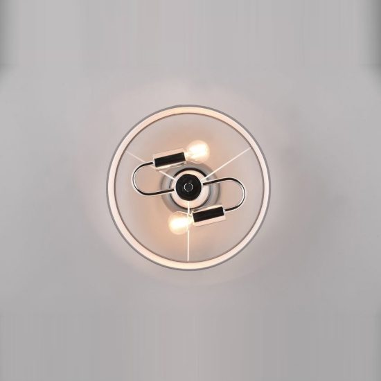Plafoniera 2 luci moderna cromo con paralume in tessuto bianco grigio
