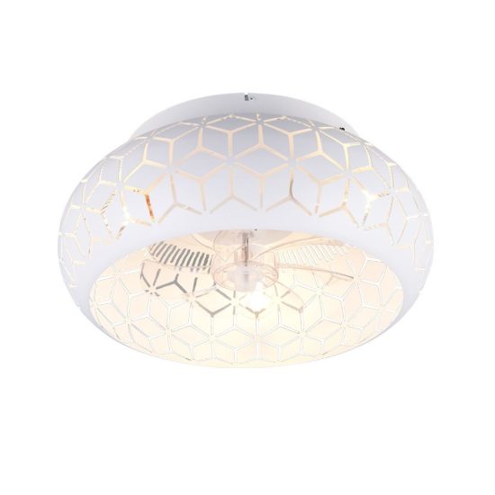 Ventilatore da soffitto con 3 luci telecomando bianco con decoro traforato