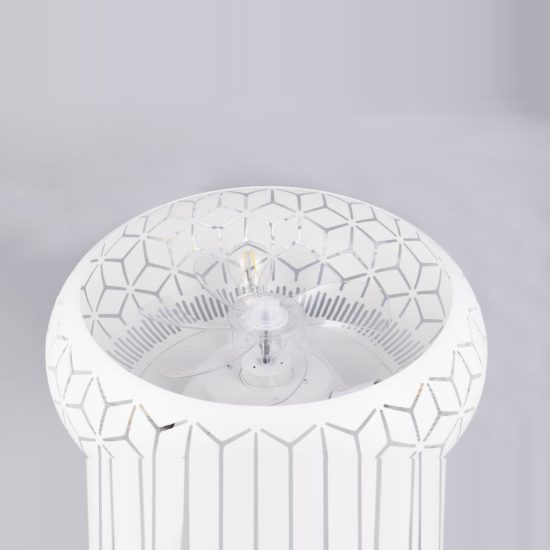 Ventilatore da soffitto con 3 luci telecomando bianco con decoro traforato