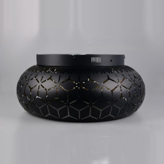 Ventilatore da soffitto con 3 luci telecomando nero oro con decoro traforato