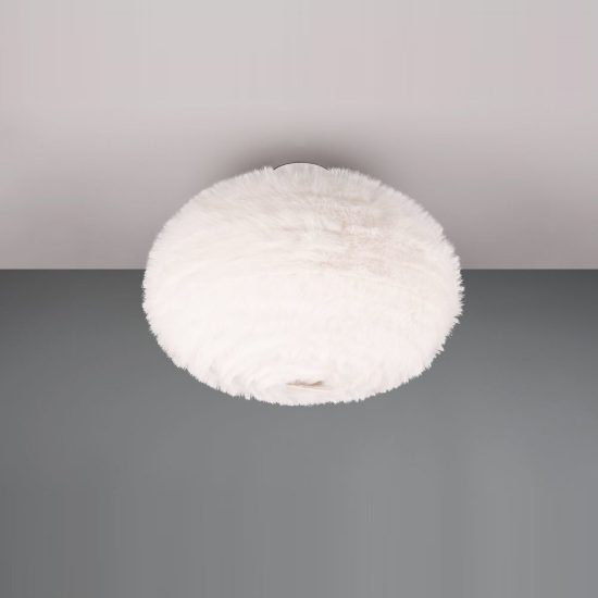 Plafoniera 2 luci per soggiorno moderna in peluche sintetico bianco