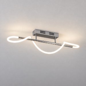 Plafoniera led 28w 4000k per soggiorno moderna a tubo flessibile cromo