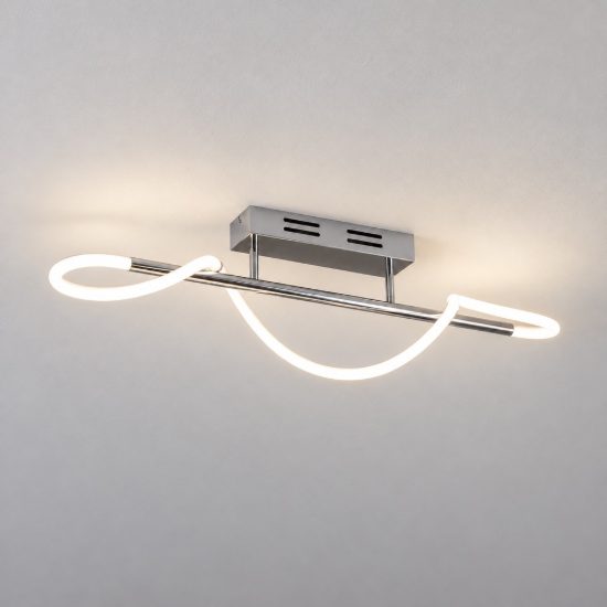 Plafoniera led 28w 4000k per soggiorno moderna a tubo flessibile cromo
