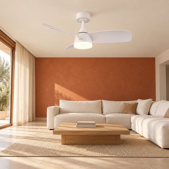 Ventilatore da soffitto con luce led 20w cct 2700k 6500k con telecomando bianco con 3 pale
