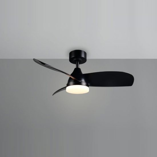 Ventilatore da soffitto con luce led 20w cct 2700k 6500k con telecomando nero con 3 pale