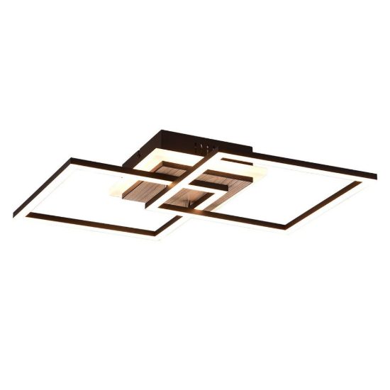 Plafoniera led 25w cct 2700k 6000k con telecomando a doppio quadrato nera effetto legno