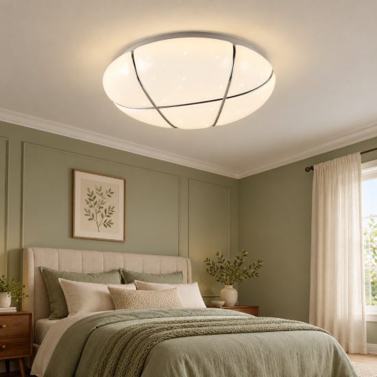 Plafoniera led 10w 4000k moderna rotonda bianca effetto cielo stellato