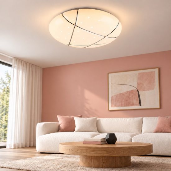 Plafoniera led 36w cct 2700k 6300k con telecomando rotonda bianca effetto cielo stellato