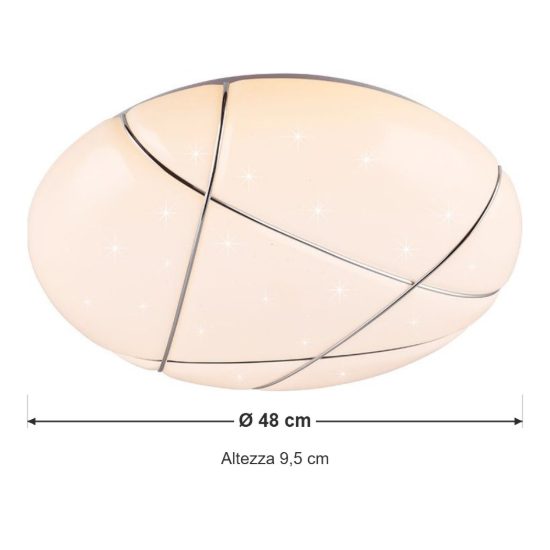 Plafoniera led 36w cct 2700k 6300k con telecomando rotonda bianca effetto cielo stellato