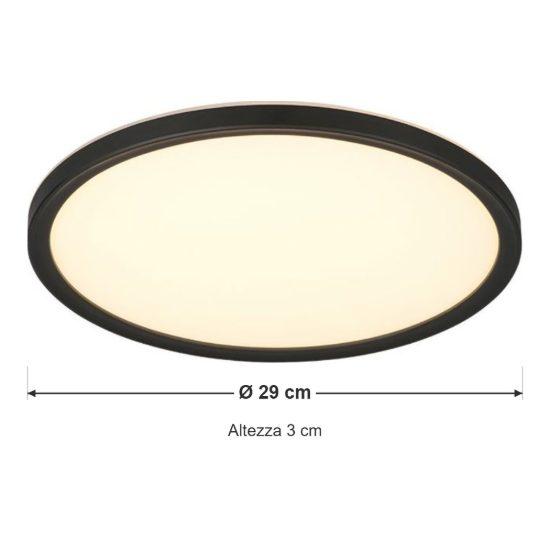 Plafoniera led 18w cct 2700k 6500k con telecomando moderna rotonda nera piatta
