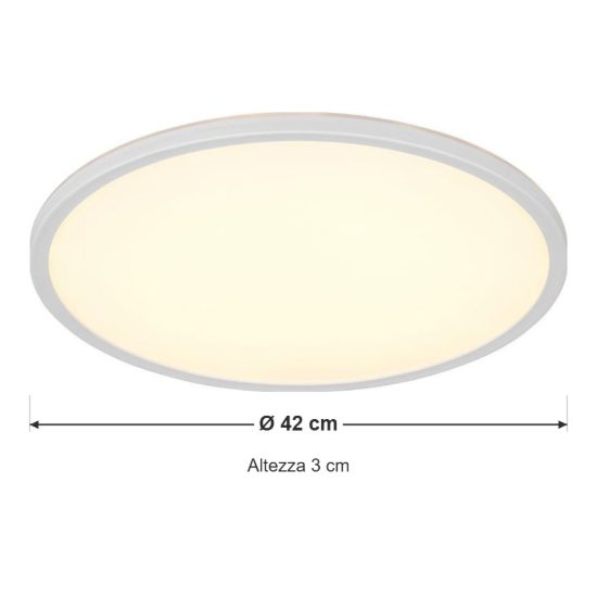 Plafoniera led 22w cct 2700k 6500k con telecomando moderna rotonda bianca piatta