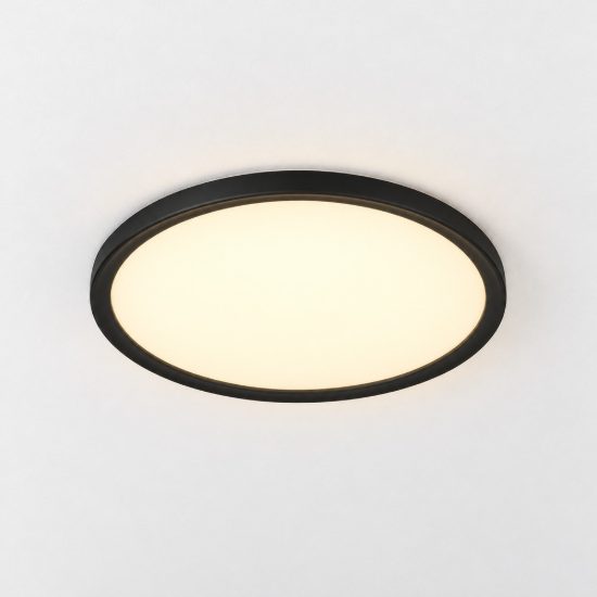 Plafoniera led 22w cct 2700k 6500k con telecomando moderna rotonda nera piatta