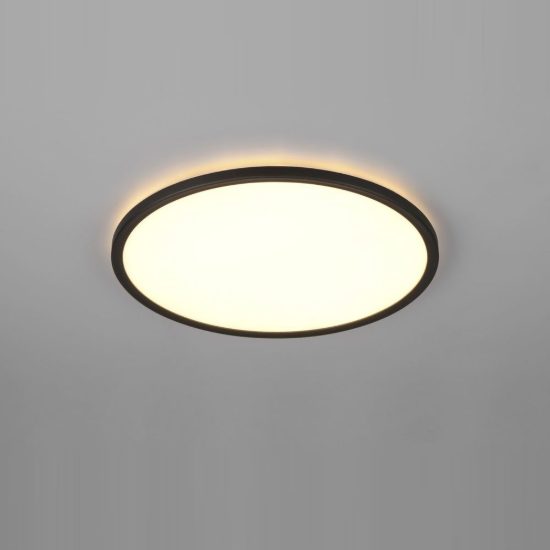 Plafoniera led 22w cct 2700k 6500k con telecomando moderna rotonda nera piatta