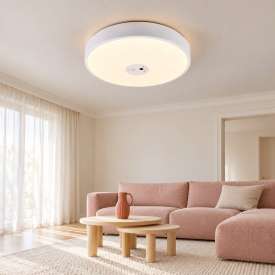 Plafoniera led 20w cct 3000k 6000k smart con videocamera bianca effetto cielo stellato