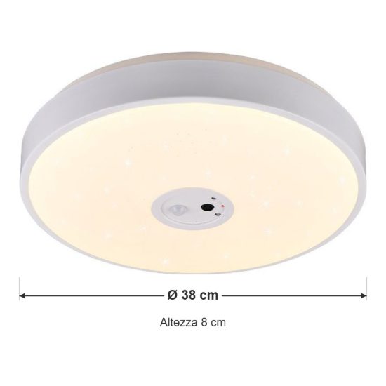 Plafoniera led 20w cct 3000k 6000k smart con videocamera bianca effetto cielo stellato