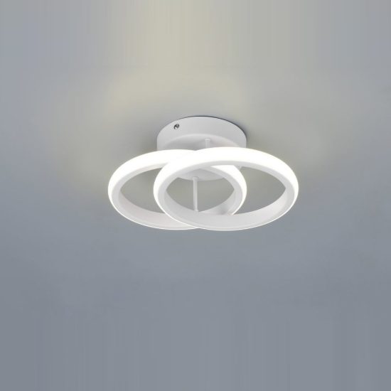 Plafoniera led 7w 4000k moderna bianca con diffusore a doppio cerchio