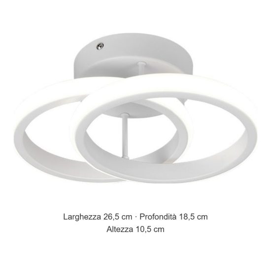 Plafoniera led 7w 4000k moderna bianca con diffusore a doppio cerchio