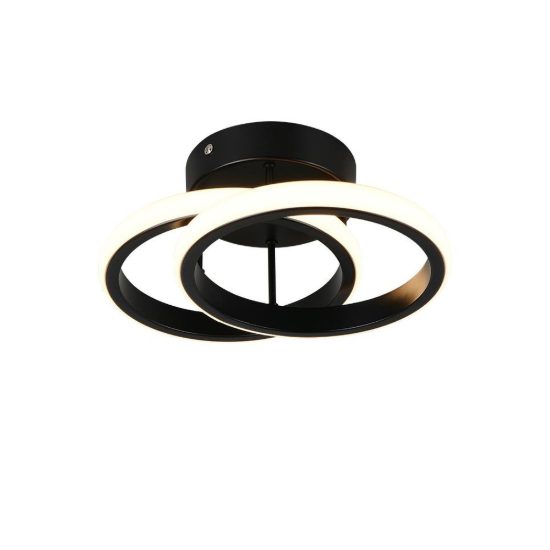 Plafoniera led 7w 3000k moderna nera con diffusore a doppio cerchio