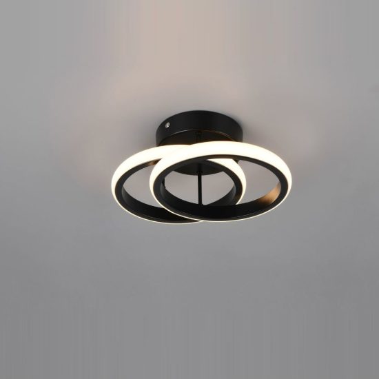 Plafoniera led 7w 3000k moderna nera con diffusore a doppio cerchio