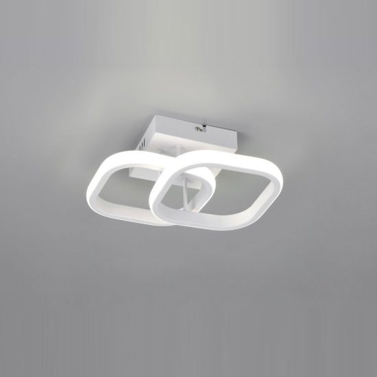 Plafoniera led 7w 4000k moderna bianca con diffusore a doppio quadrato