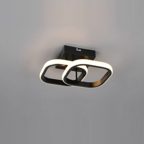 Plafoniera led 7w 3000k moderna nera con diffusore a doppio quadrato