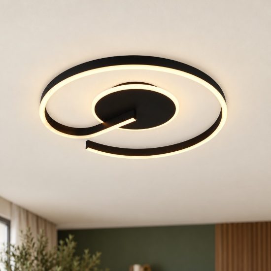 Plafoniera led 21w cct 2300k 3000k 4000k per soggiorno moderna a spirale nera