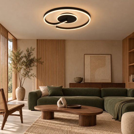 Plafoniera led 21w cct 2300k 3000k 4000k per soggiorno moderna a spirale nera
