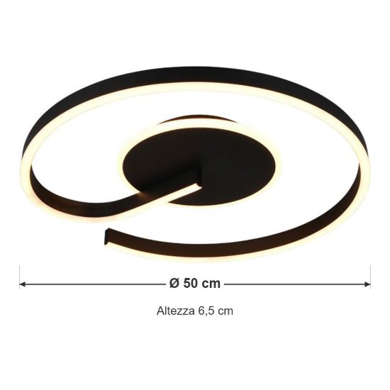 Plafoniera led 21w cct 2300k 3000k 4000k per soggiorno moderna a spirale nera