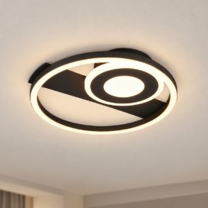Plafoniera led 22w 3000k moderna nera con elementi fluttuanti