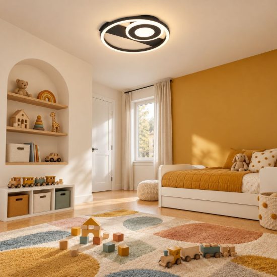 Plafoniera led 22w 3000k moderna nera con elementi fluttuanti