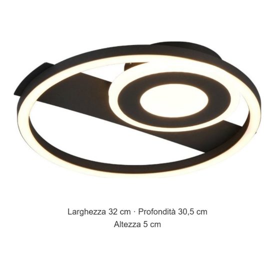 Plafoniera led 22w 3000k moderna nera con elementi fluttuanti
