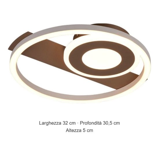 Plafoniera led 22w 3000k moderna caffe con elementi fluttuanti