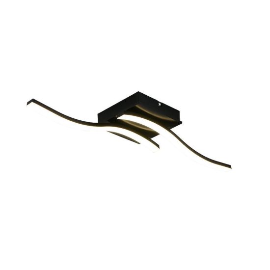 Plafoniera led 12w 4000k per soggiorno moderna nera con 2 bacchette ondulate